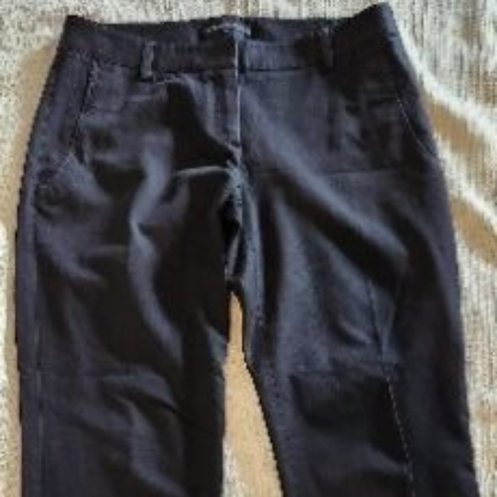 Theory Dress Pants Womens 4 Black Ines Tailored Wool-Spandex Trousers Low Rise